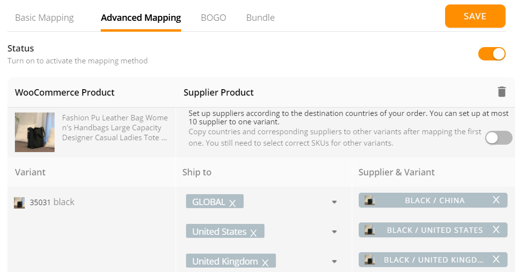 Remove "Ship From" of a product - Advanced mapping - Woo DSers
