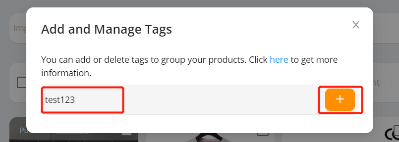 Tag products in Import List with Woo DSers - enter the name of the Tag - Woo DSers