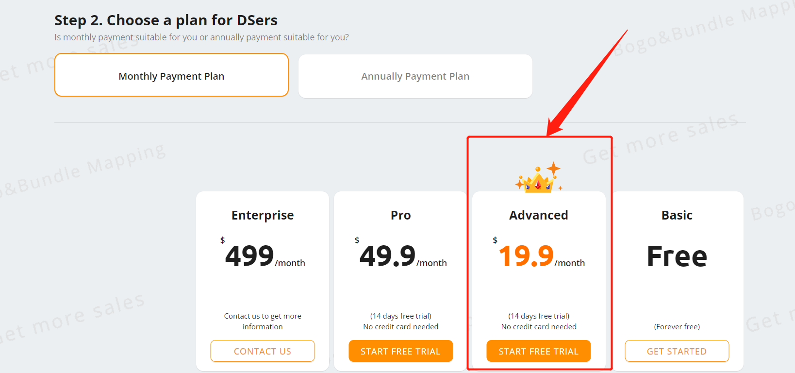 Link your Shopify store - Step 2. Choose a plan for DSers - DSers