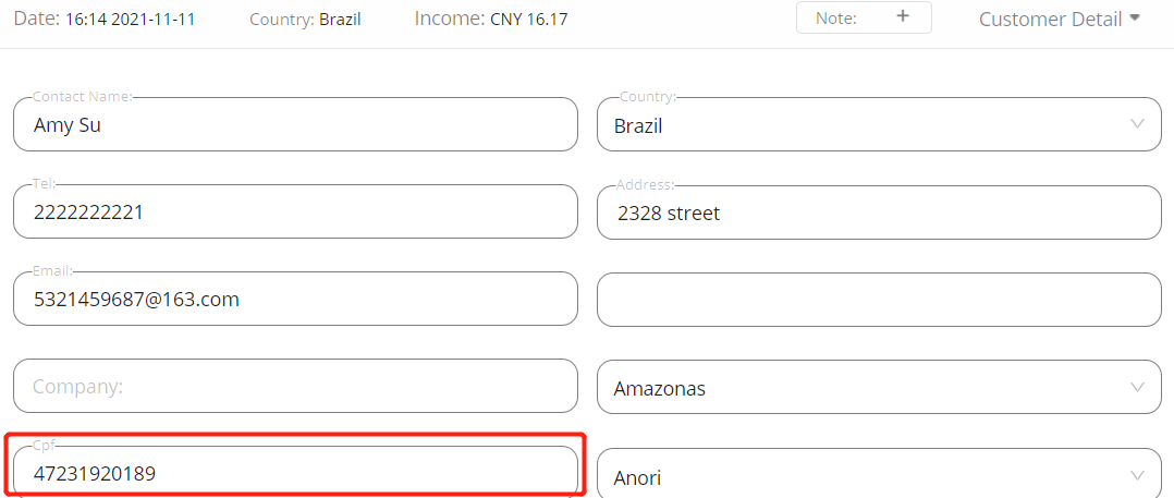 Orders to Brazil specifications - add CPF number - Woo DSers