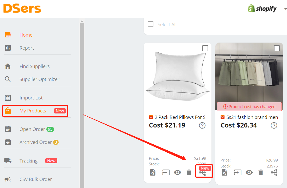 Add a substitute supplier to Shopify product - Mapping page - Shopify DSers