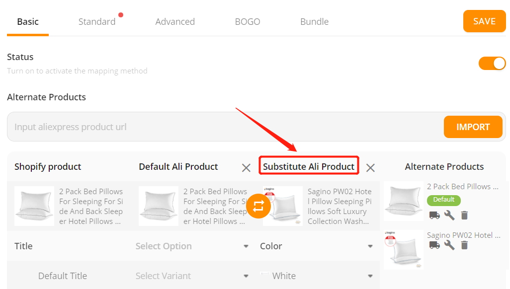 Add a substitute supplier to a Shopify product - Substitute Ali Product - Shopify DSers