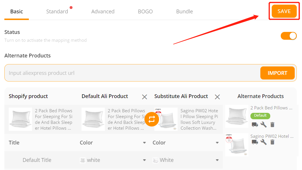 Add a substitute supplier to a Shopify product - Save - Shopify DSers