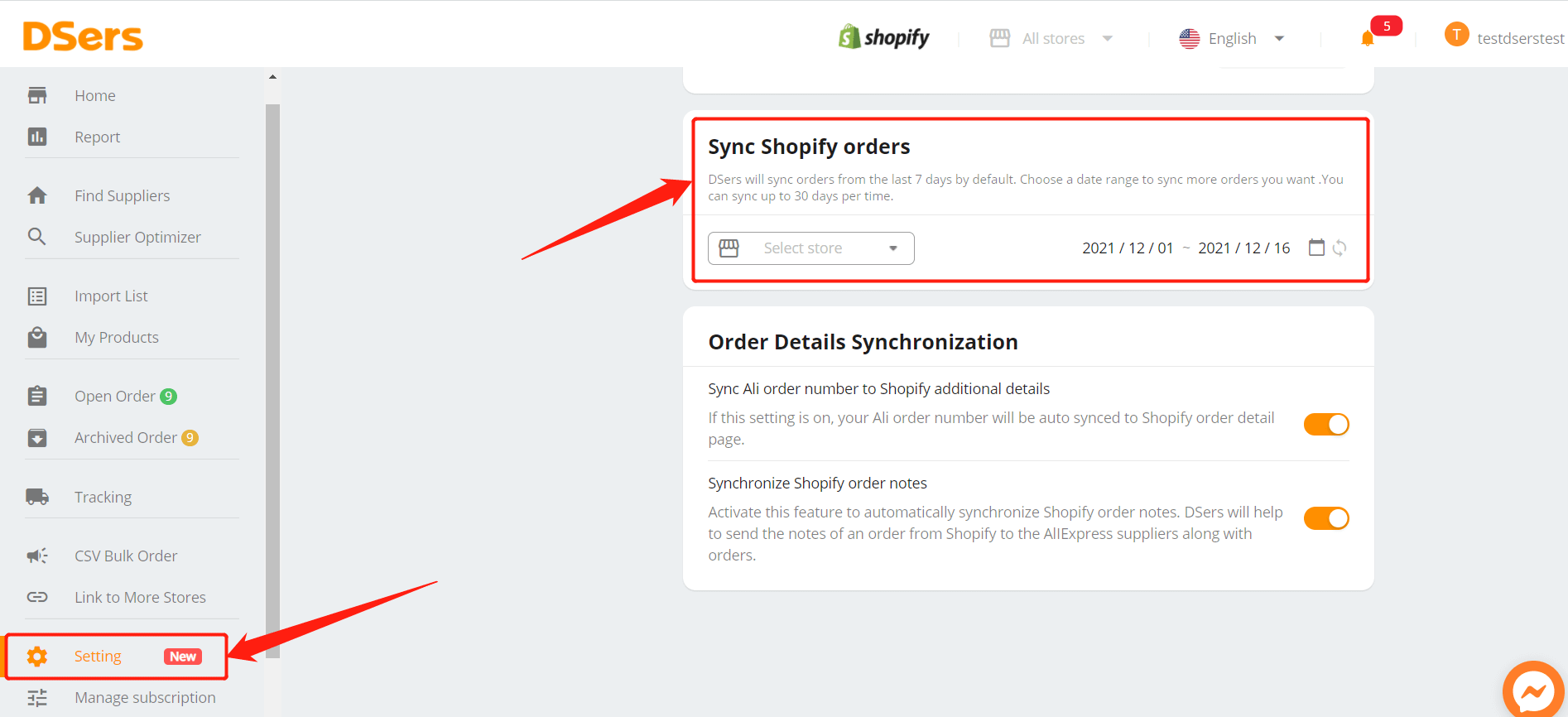 Cancel fulfillment of an order on your store - Setting - Synchronization - Shopify DSers
