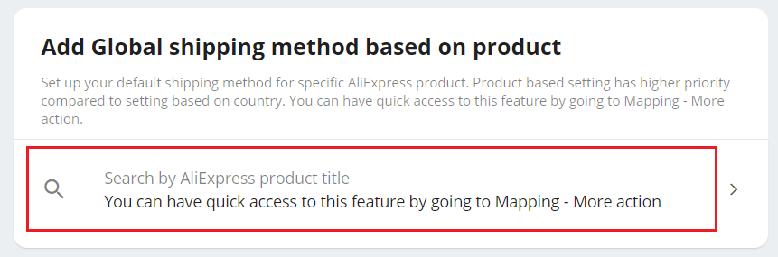 Set shipping method for specific product - Click Search by AliExpress product title - DSers
