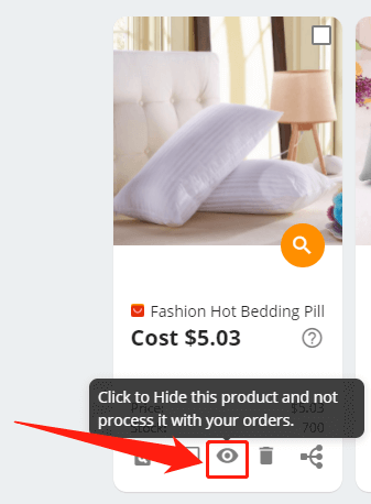 DSers My Products page - Hide product - DSers