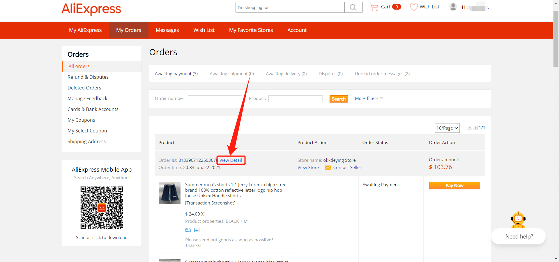 Default message to suppliers - go to AliExpress – Orders and click on View Detail - DSers