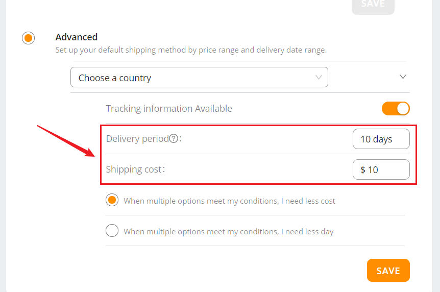 Set shipping method for all products - Delivery period and shipping cost setting - DSers