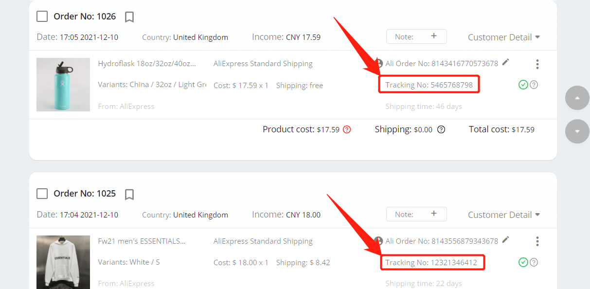Fulfill multiple orders from start to finish - tracking numbers - Shopify DSers