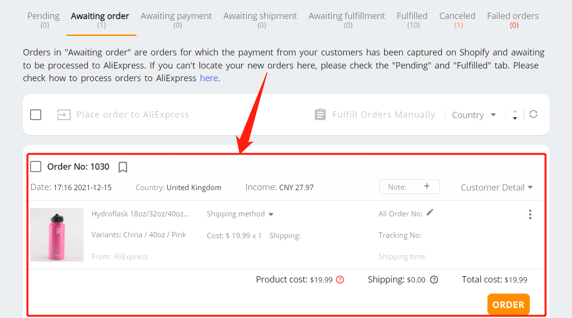 Fulfill orders manually on DSers - chosen part of the order will be marked as fulfilled - Shopify DSers