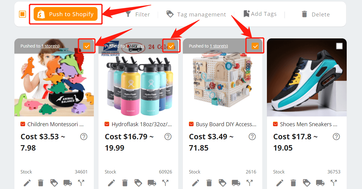 Import List - Push to Shopify - DSers