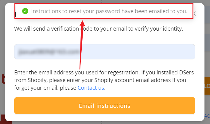 Change the DSers Login Password - Instruction sent - DSers
