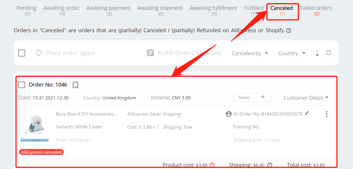 Orders not appearing on AliExpress - place order to a different AliExpress account - Shopify DSers