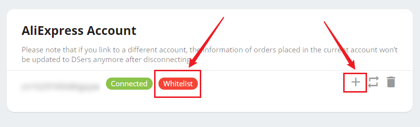 AliExpress Whitelist Introduction - PLUS icon - DSers