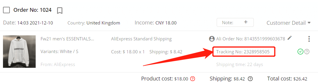 Pay an order on AliExpress - Tracking number - Shopify DSers