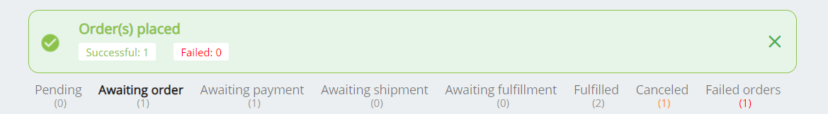 Place an order from Shopify to AliExpress - notification - DSers