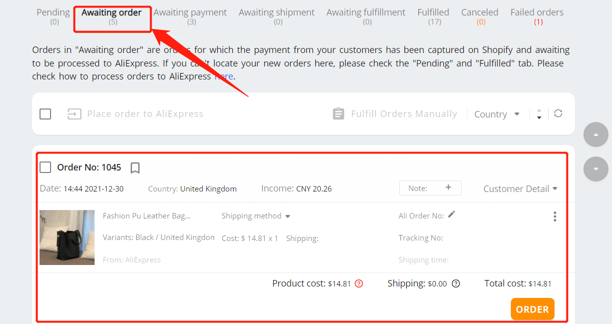 Re-order "Request Fulfillment" order - Orders are unfulfilled - Shopify DSers