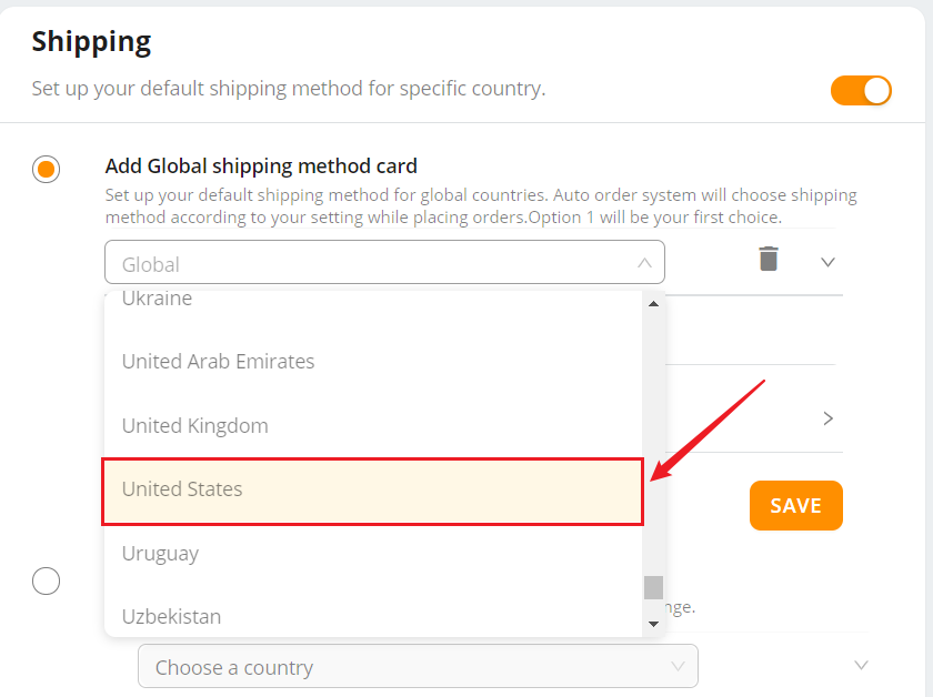 Set shipping method for all products - Select specific countries - DSers