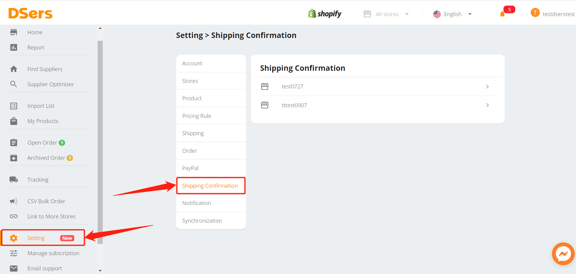 Set tracking for your orders - Shipping Confirmation - DSers