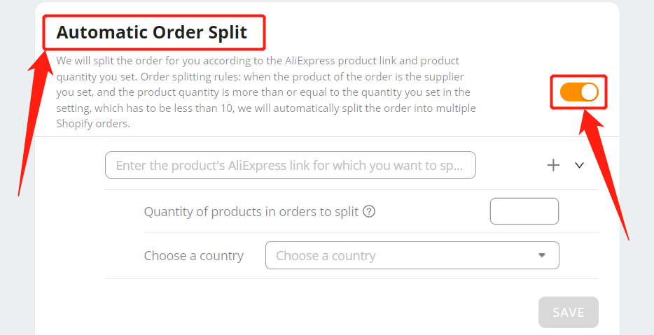 Split an order automatically - Automatic Order Split - Shopify DSers