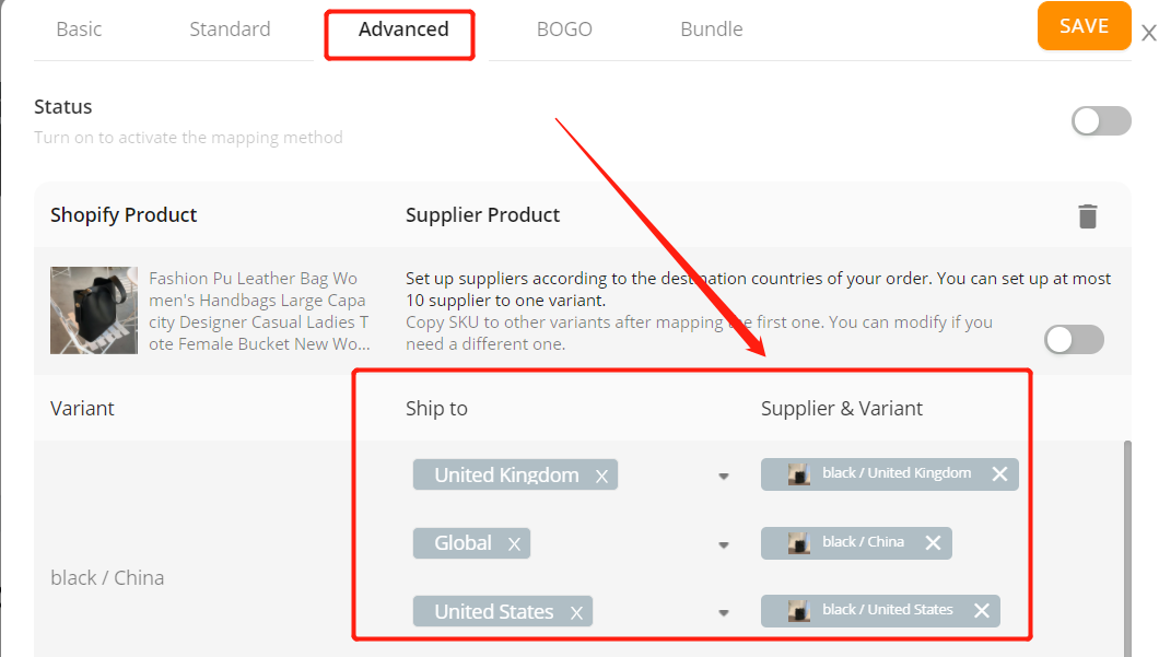 Remove "Ship From" of a product - Advanced Mapping - Woo DSers