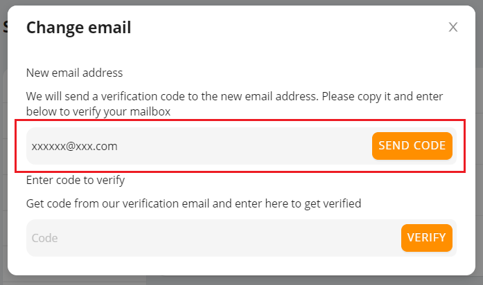 Change the DSers Login Emai - click SEND CODE - DSers