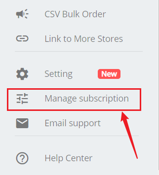 Change Subscription Plan - manage subscription - DSers