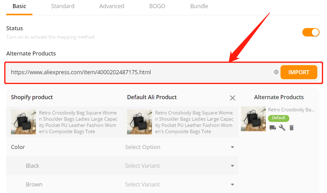 Change supplier of a product - Paste the URL - DSers