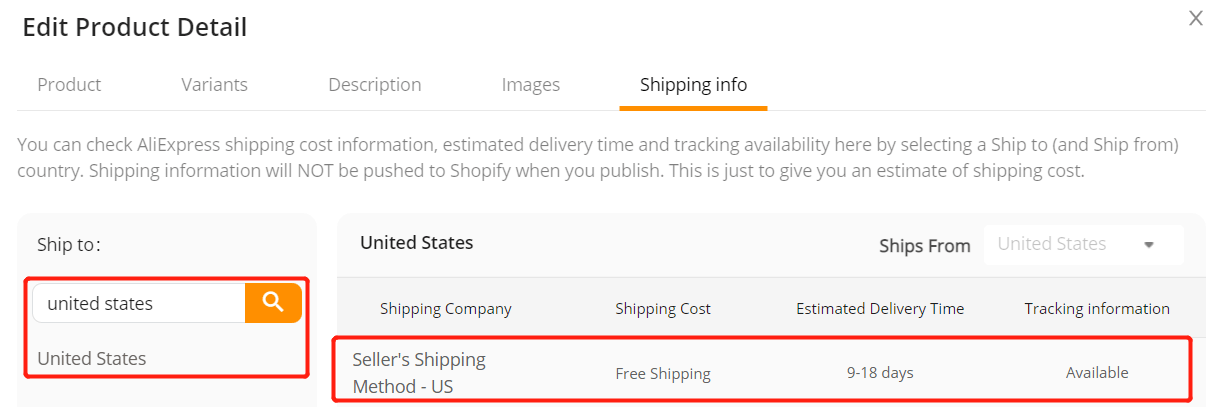 How to Edit a Product on DSers - shipping methods available with price, delivery time and more - DSers