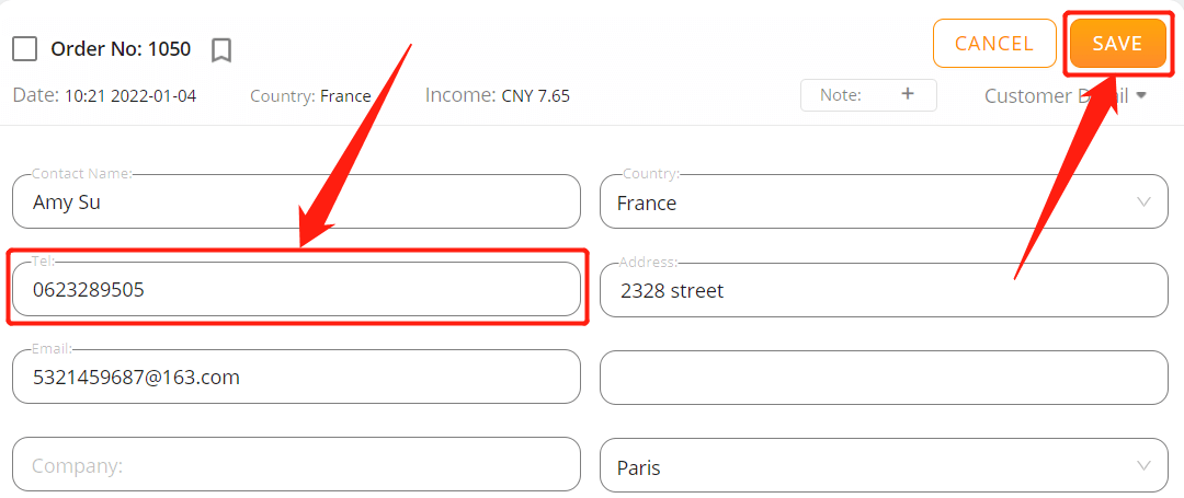 Orders to France specifications - enter phone number - Shopify DSers