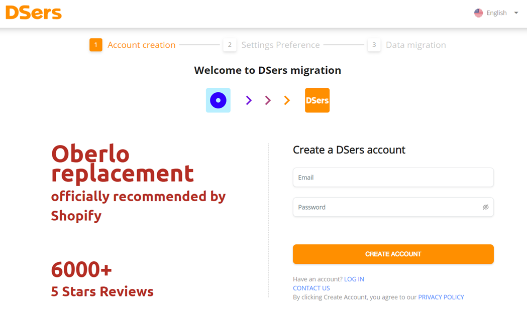 4 -Migration access-Account creation-Create a DSers account