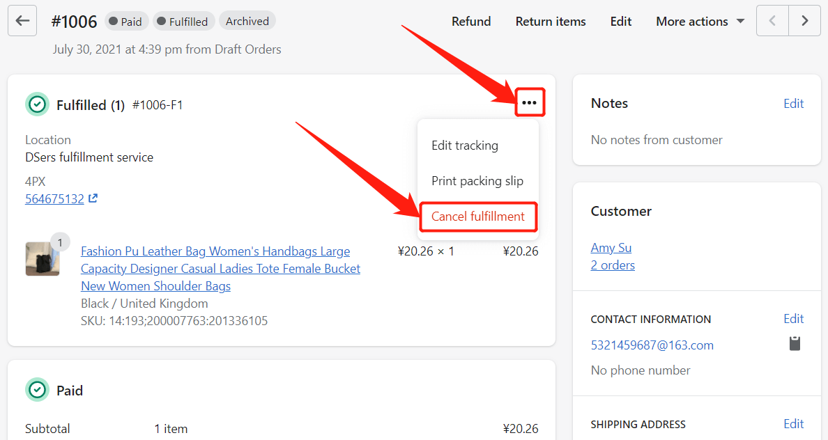 Cancel Fulfillment Of An Order On Shopify
